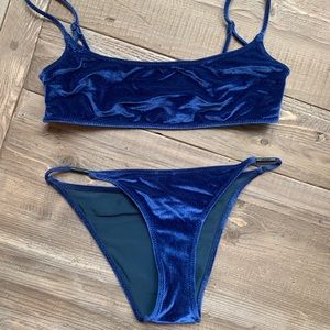Blue Velvet Triangl Bikini - Cheeky Bottoms